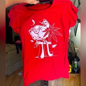 Chicken 🐓 pot pie T-shirt red fun red white